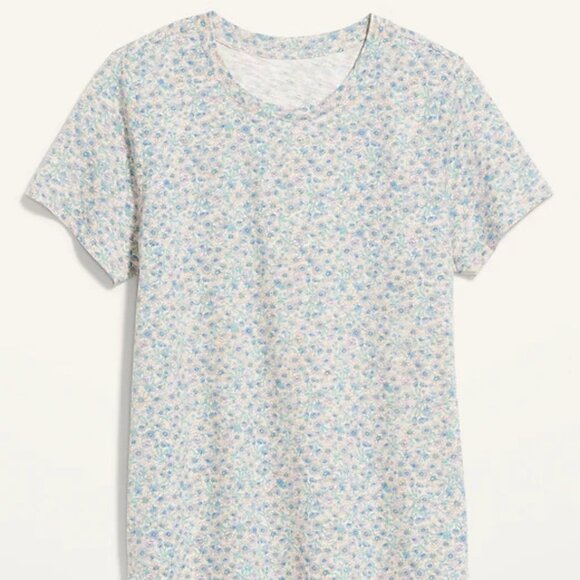 NWT Old Navy EveryWear Printed Slub-Knit Tee T-Shirt Blue Floral Women Large - Picture 7 of 8